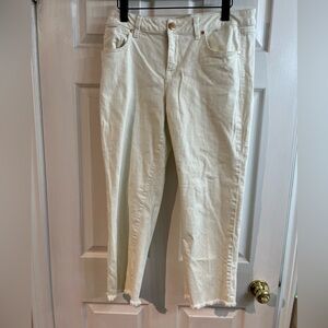 1822 Denim coastal aesthetic cream cropped rough edge jeans size 12
